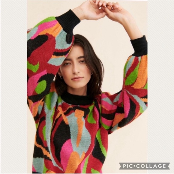 :Price Firm: FARM Rio The Dance Multicolor Knit Sweater - Picture 3 of 15
